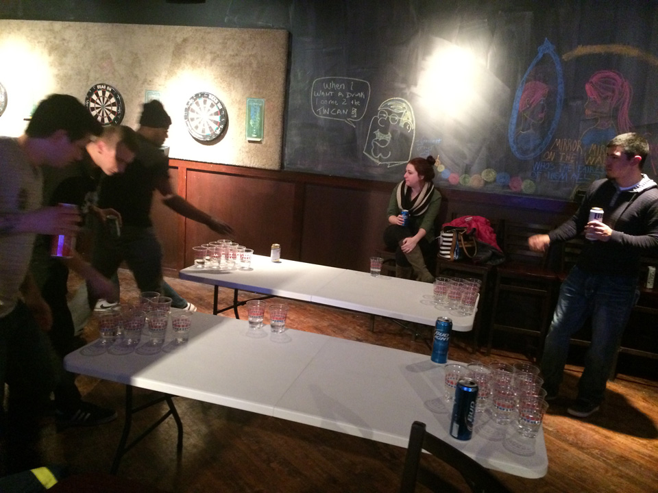 Water pong tournament at Tin Can Bar
